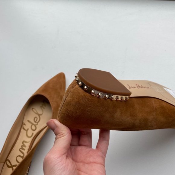 Sam Edelman Suede Flats with Gold Studs - Tan Size 6.5 - Picture 8 of 9